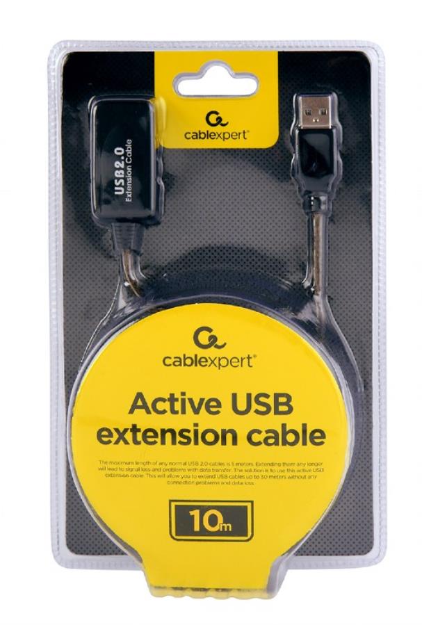 Cablexpert UAE-01-10M - Cabo USB 2.0 Amplificado - USB-A Macho a USB-A Fêmea - 10 m