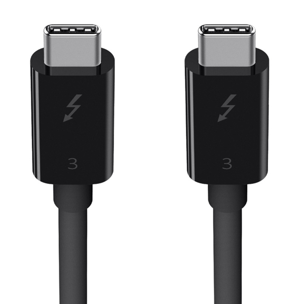 Belkin - Thunderbolt 3 Cable - USB-C Male to USB-C Male - 0.8 m - 100 W - F2CD084bt0.8MBK