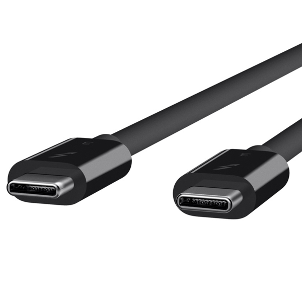 Belkin - Thunderbolt 3 Cable - USB-C Male to USB-C Male - 0.8 m - 100 W - F2CD084bt0.8MBK