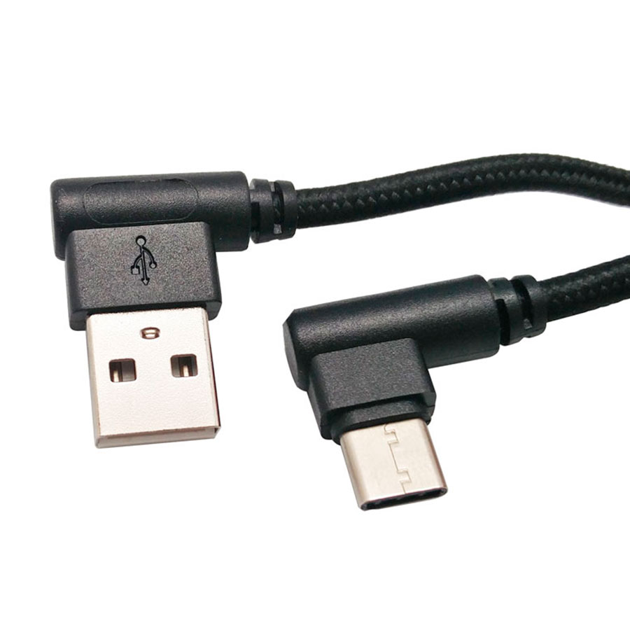 Ligação USB-A macho 90º - USB-C macho 90º - 1,5 m