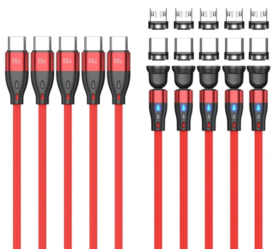 Conexión magnética giratoria Datos/Carga USB-A Macho a USB-C / micro USB - 0,5 1, 1, 2 y 2 m