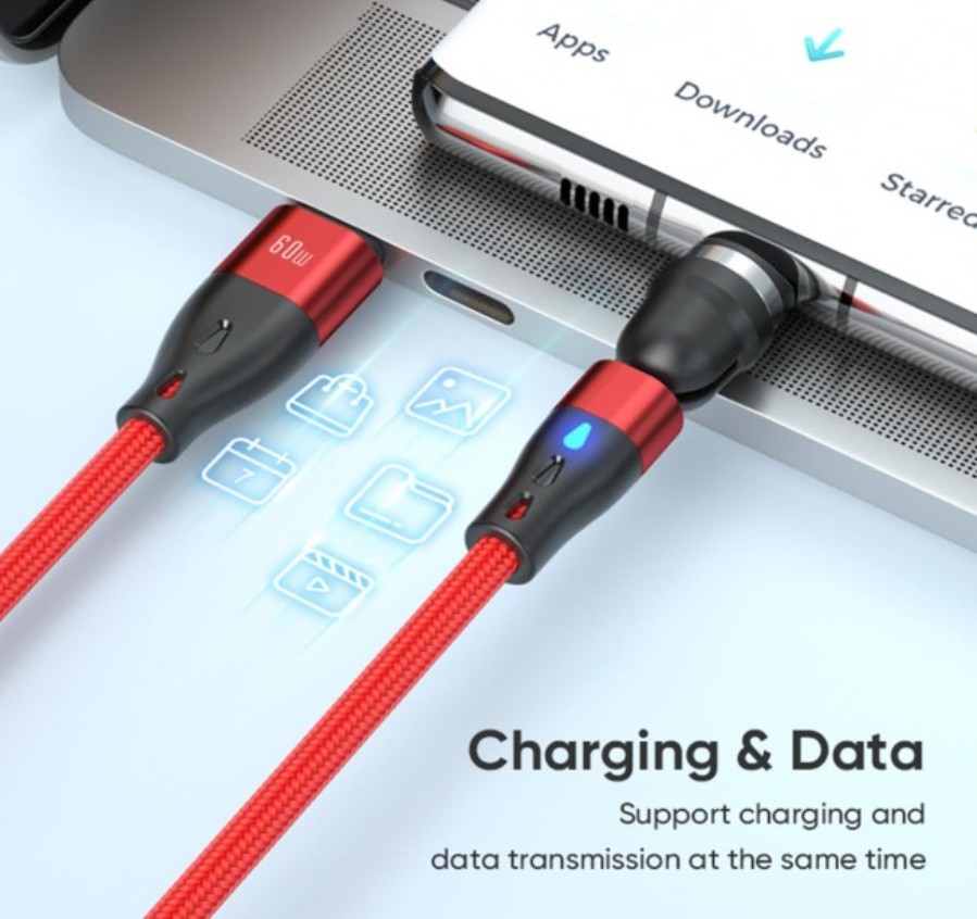 Conexión magnética giratoria Datos/Carga USB-A Macho a USB-C / micro USB - 0,5 1, 1, 2 y 2 m