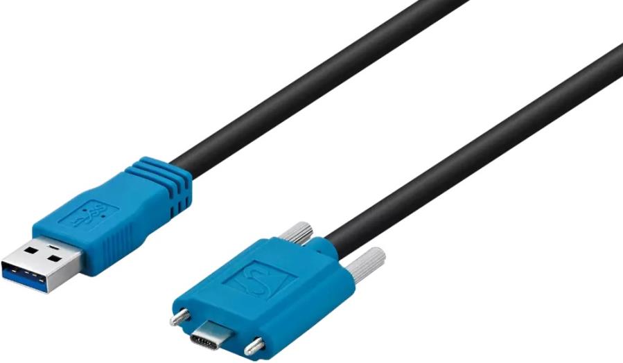 The Imaging Source CA-USB31-AC-BLS/3 - Connexion USB 3.1 - USB-A Mâle - USB-C Mâle avec Vis - 3 m