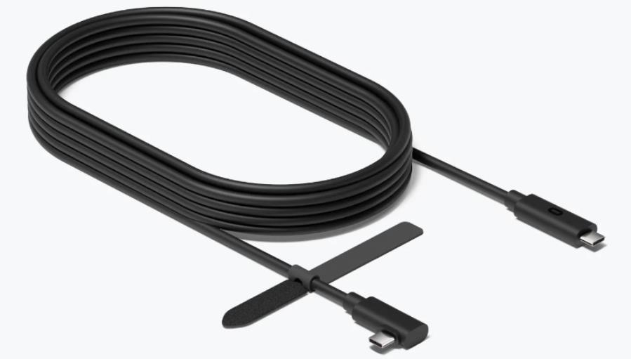 Meta Quest Link Cable - Conexão Óptica USB 3.2 Gen 1 - 5 Gbps - USB-C Macho - USB-C Macho Angular 5 m - 3 A