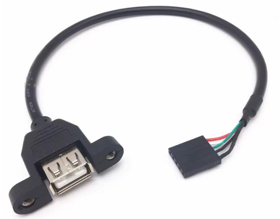 Conexión USB-A Hembra 2.0 de panel a DUPONT 5 Hilos - 30 cm