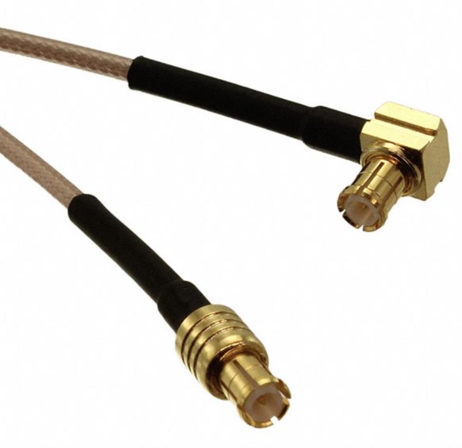 Adam Tech CA-DKCA1-152L3-DPDRP-12 - Conexión RF CMX Macho recto a CMX Macho acodado - Coaxial RG178 6 Ghz 50 Ω - 304.8 mm