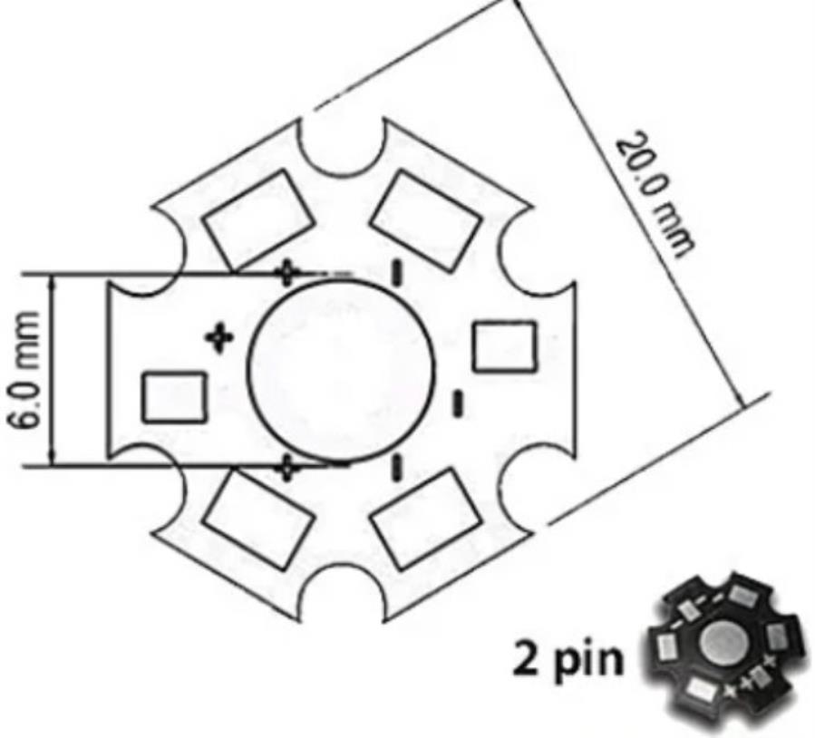 Isolateur en aluminium de 20,0 mm pour modules LED étoile à 2 broches - 100 unités