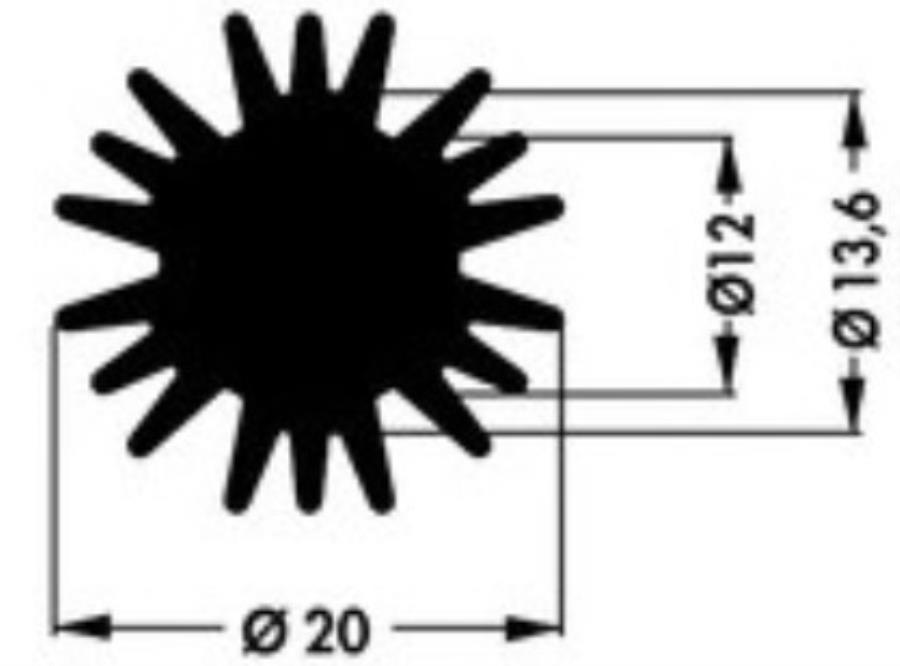 Dissipateur pour LED/PCB Etoile Ø20 mm externe - Ø12 mm interne
