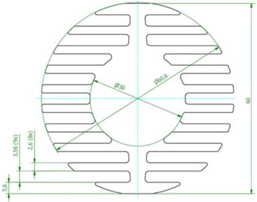 Dissipateur pour LED/PCB Circulaire Ø60,6 mm externe - Ø30 mm interne - H: 50 mm