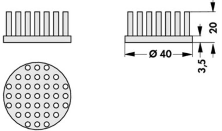 Dissipateur pour LED/PCB Circulaire Ø40 mm - H: 20 mm
