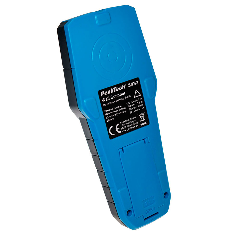 PeakTech P3433 - Scanner mural : Détecteur de métaux, câbles électriques et bois
