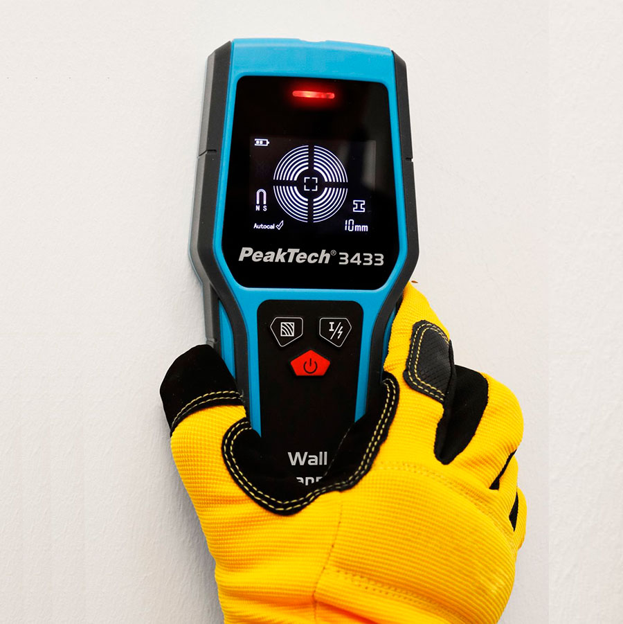 PeakTech P3433 - Scanner mural : Détecteur de métaux, câbles électriques et bois
