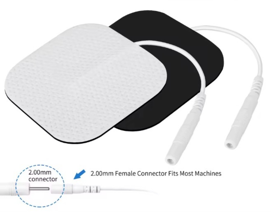 Électrode de stimulation carrée 50x50 mm et connecteur Gigtail de 2 mm - 100 unités (50 paires)