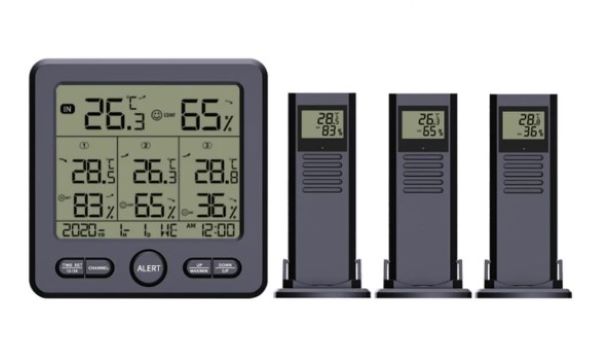 MJH - Thermomètre hygromètre numérique avec 3 capteurs à distance - TS-6210