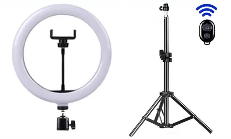 Antela - Anillo de luz regulable - Ø 33 cm (12”), con control remoto y trípode de 50 cm