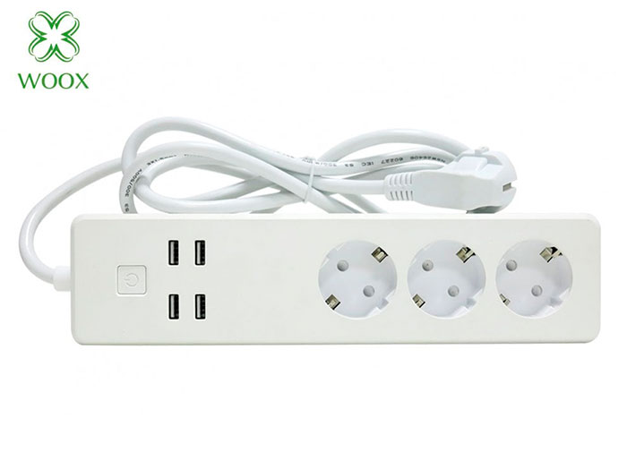 Woox R4028 - Regua Rede 4 Tomadas - 4 Portas USB - Inteligente
