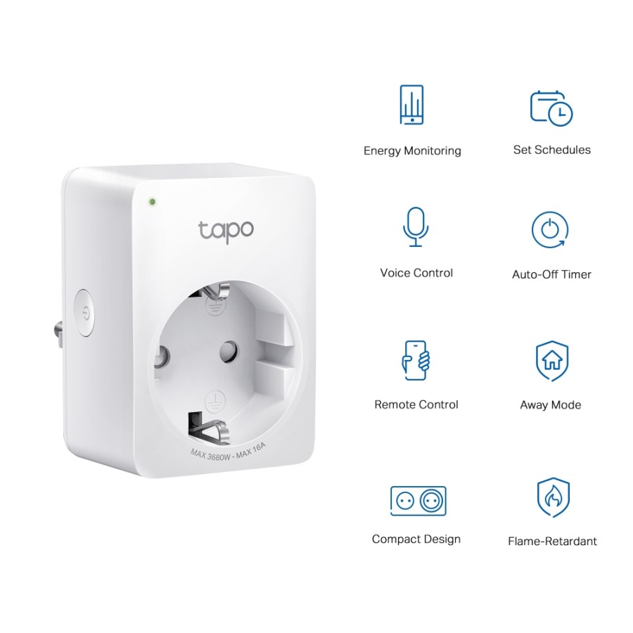 TP-Link Tapo P110 - Mini Smart Wi-Fi Plug with Power Monitoring - 3680 W - Pack 4 Pcs