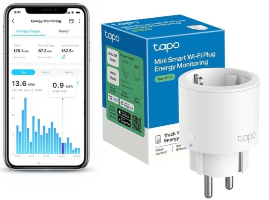 TP-Link Tapo P115 - Tomada inteligente Wi-Fi com medidor de energia - 3680 W - Pack de 4 unidades