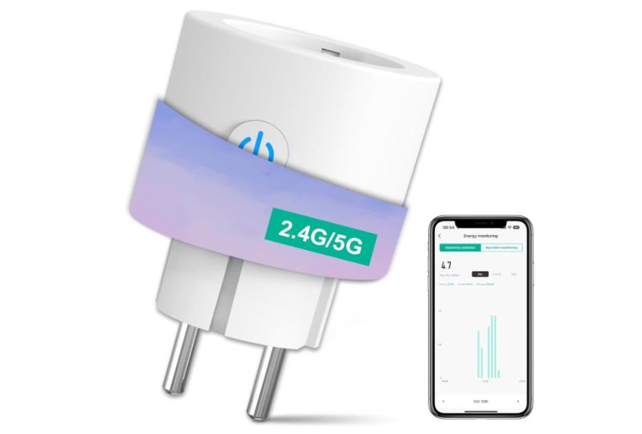 Antela ET25 - Enchufe inteligente 2.4G / 5G de 16 A 3680 W con medidor de energía compatible Alexa/Google Home