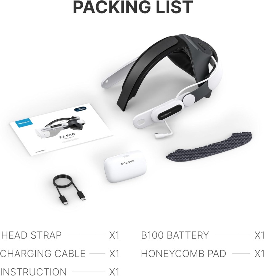 BoboVR E3 Pro - Batterie pour Meta Quest 3 et 3S - 10 000 mAh