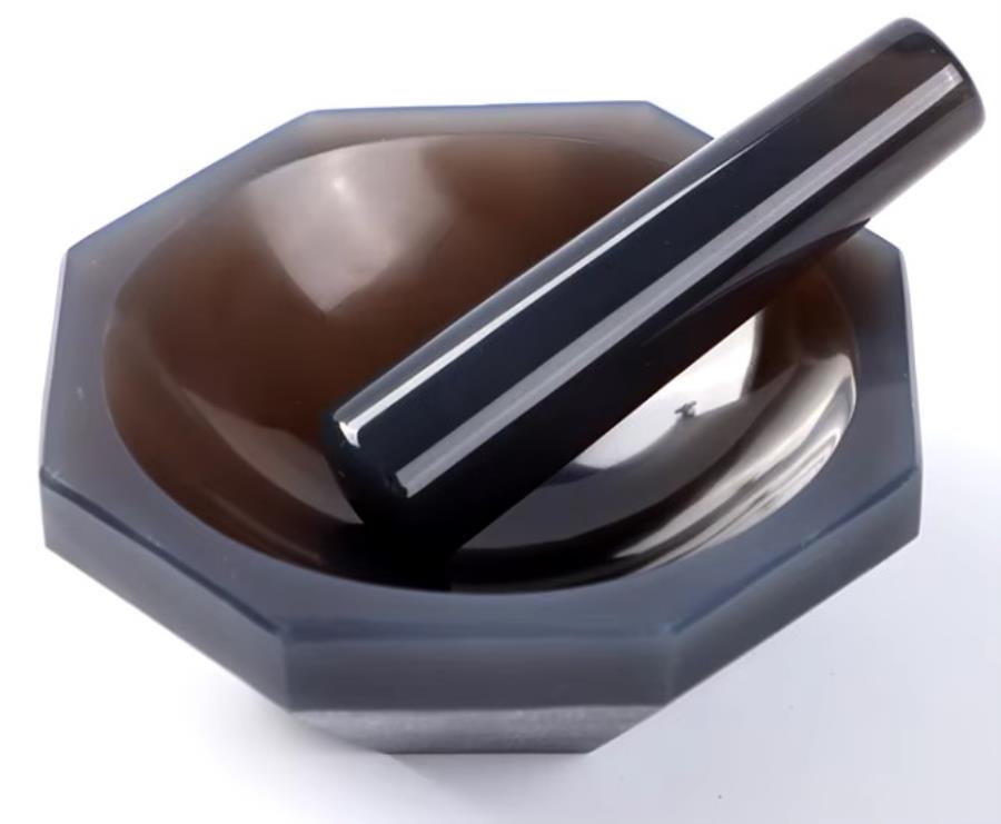 AOT - Grade A natural agate mortar and pestle for grinding - Internal Ø 100 mm - External Ø 110 m