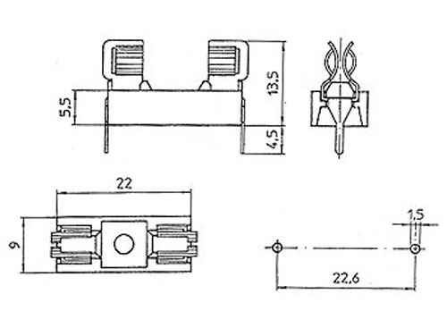 Printed Circuit Board Mount Fuse Holder - 5 x 20 mm