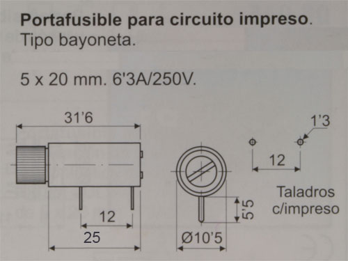 Printed Circuit Board Mount Fuse Holder - 5 x 20 mm