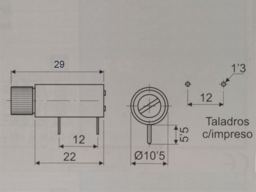 Portafusibles Circuito Impreso 5 x 20 mm