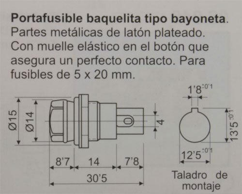 Bayonet Chassis Panel-Mount Fuse Holder - 5 x 20 mm
