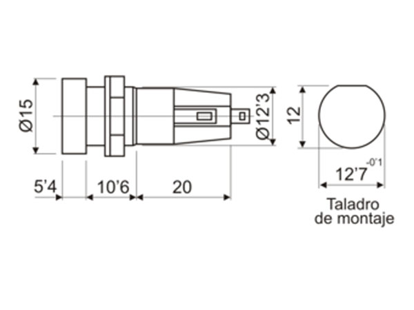 Portafusibles Chasis Rosca 5 x 20 mm