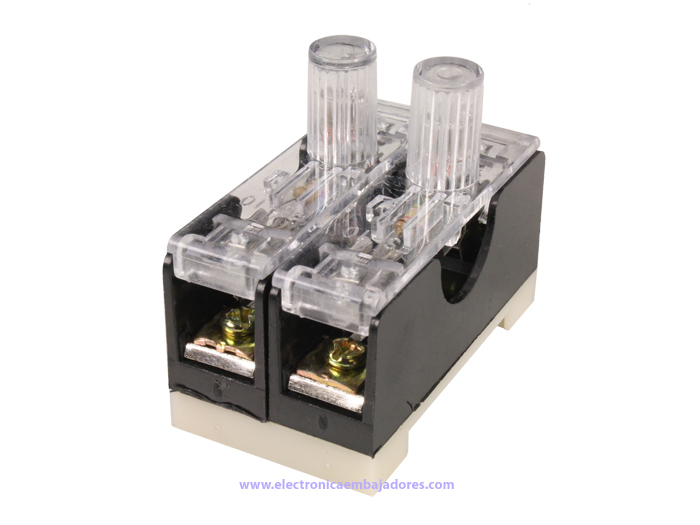 DIN Rail Fuse Holder - 2 Fuses 6 x 32 mm