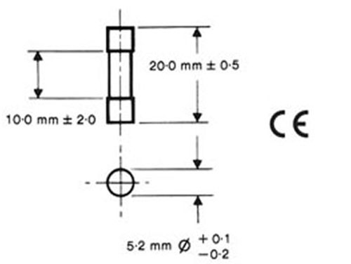 Fusible Cerámico - 5 x 20 mm - Lento Homologado - 5 A - 250 V