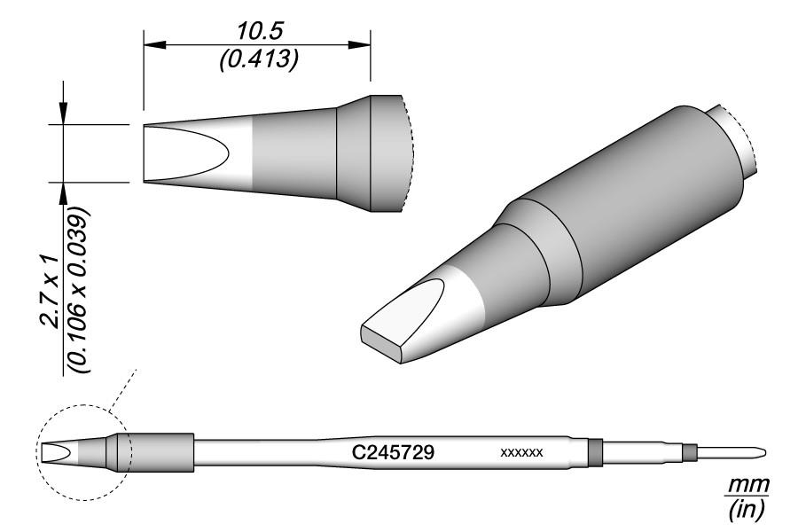 JBC C245729 - Chisel Cartridge 2.7 x 1 - JBC C245729