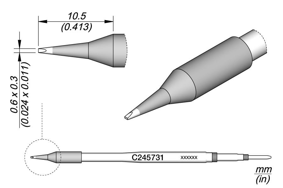 JBC C245731 - Chisel Cartridge 0.6 x 0.3 - JBC C245731