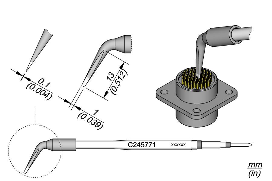JBC C245771 - Narrow Chisel Bent Cartridge 1 x 0.1 - JBC C245771