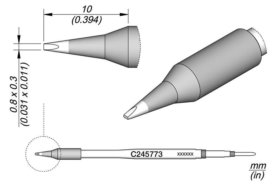 JBC C245773 - Chisel Cartridge 0.8 x 0.3 - JBC C245773