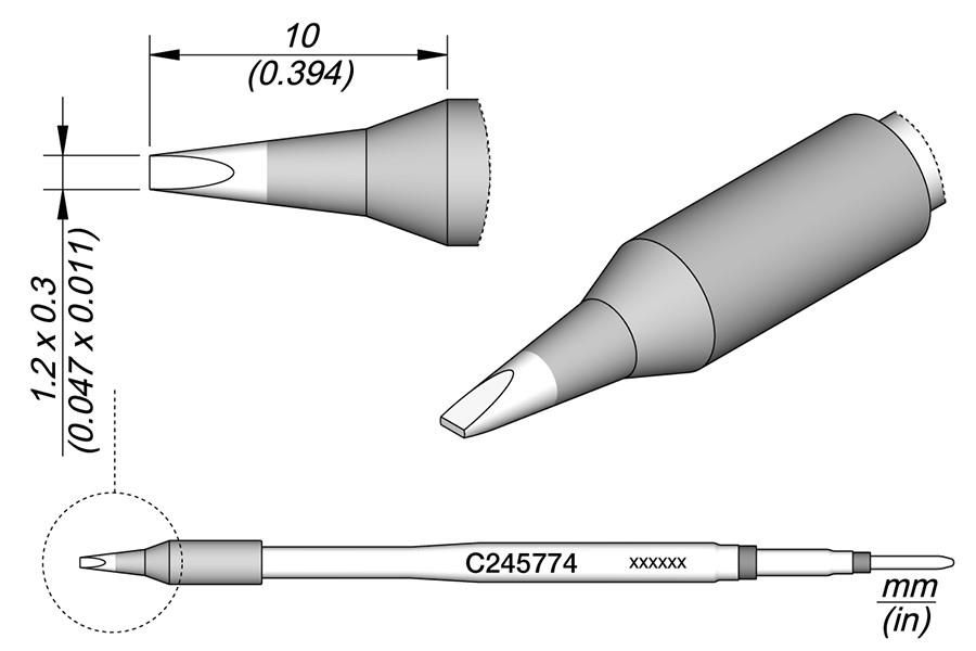 JBC C245774 - Chisel Cartridge 1.2 x 0.3 - JBC C245774
