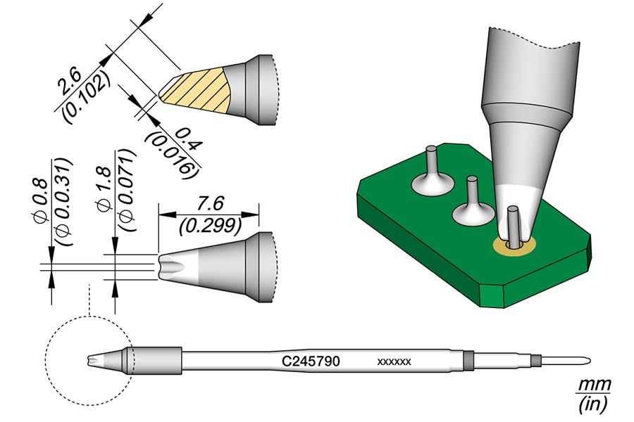 JBC C245790 - Barrel Cartridge Ø 0.8 - JBC C245790