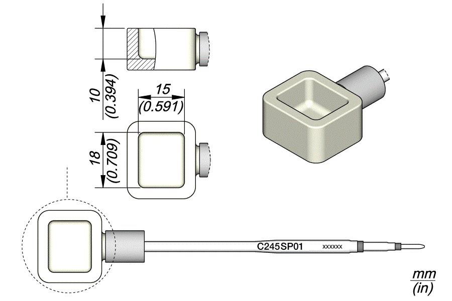 JBC C245SP01 - Solder Pot Cartridge 18 x 15 - JBC C245SP01