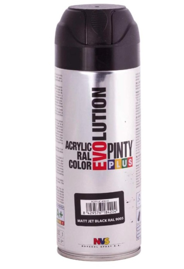 Tinta acrílica em spray - Preto RAL 9005 - 520 cc