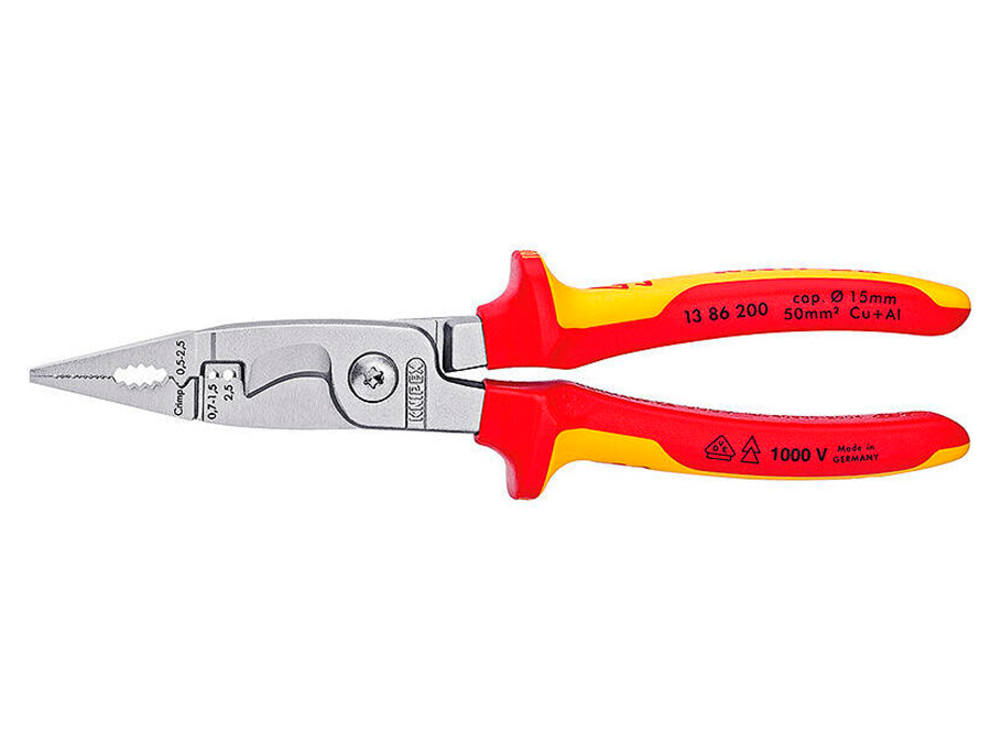 Knipex 13 86 200 - Pince multifonction – Pince à dénuder – Sertissage de virole creuses, etc. – VDE 100 V