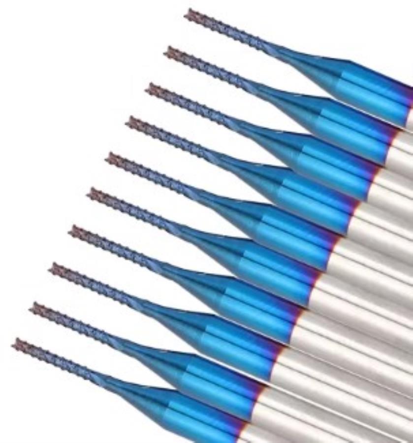 Broca de tupia CNC com ponta de carboneto de tungsténio - 1,0 mm - 10 unidades
