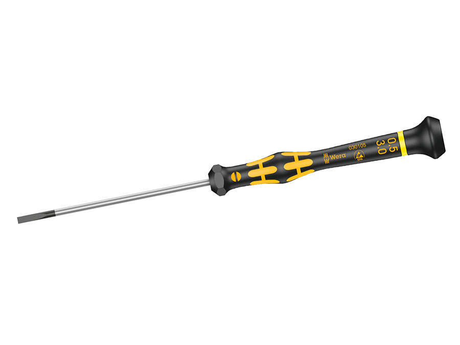 Wera 1578 A ESD Micro 0,50 x 3,0 x 80 mm - Destornillador Plano Kraftform Micro - 05030105001