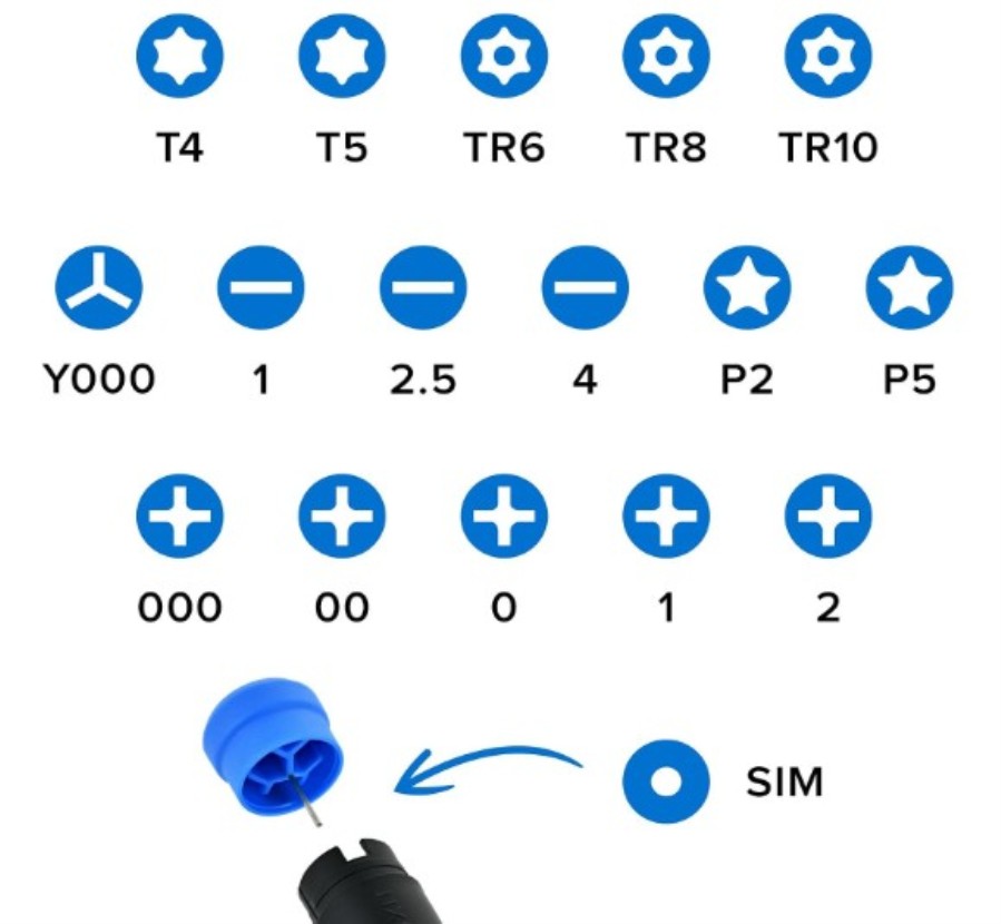 Kit d&aposouverture pour appareils électroniques avec tournevis et jeu d&aposembouts