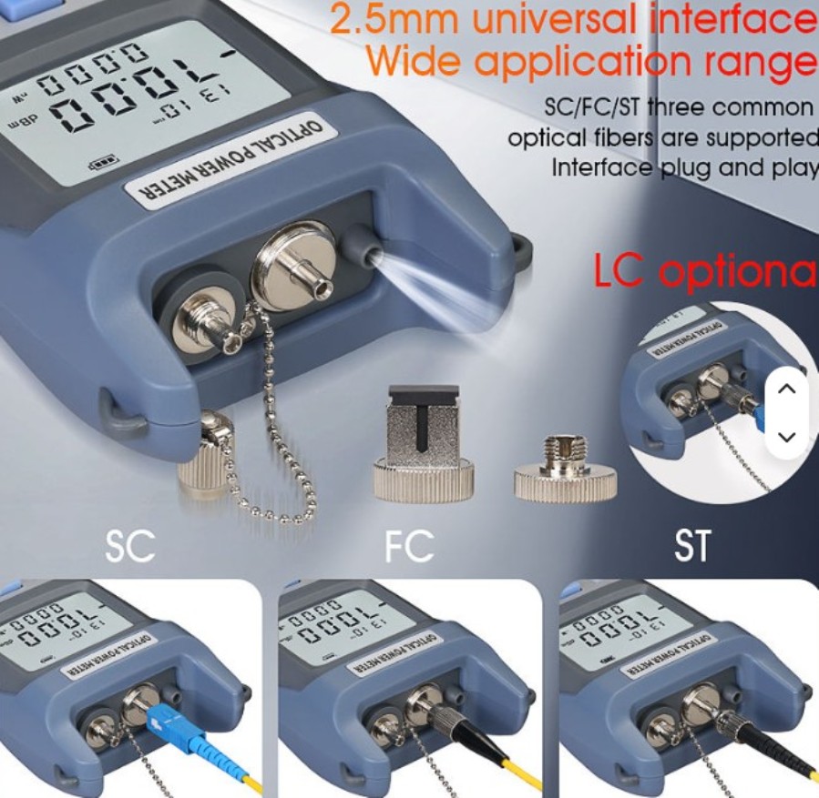 Comptyco AUA-G710B - Medidor de potência de fibra ótica OPM+VFL+Luz -70 ~+10dBm - 30 mW