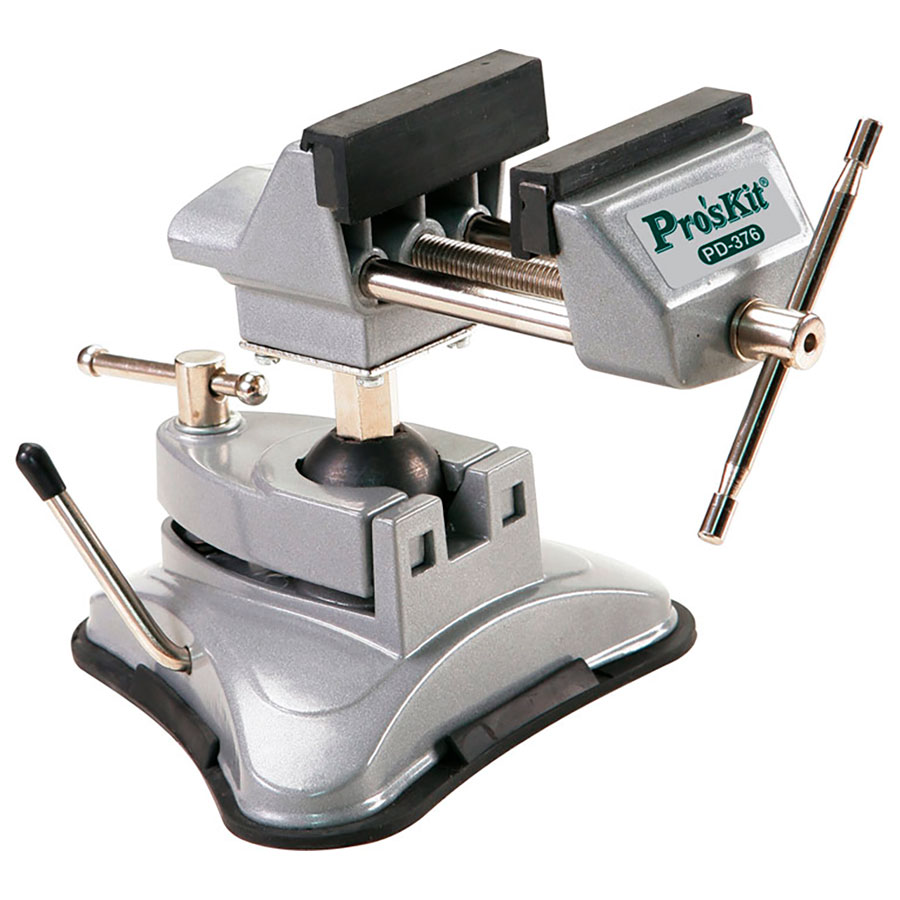 ProsKit PD-376 - Tornillo de Banco Pivotante con Ventosa – Sujeción Precisa y Versátil