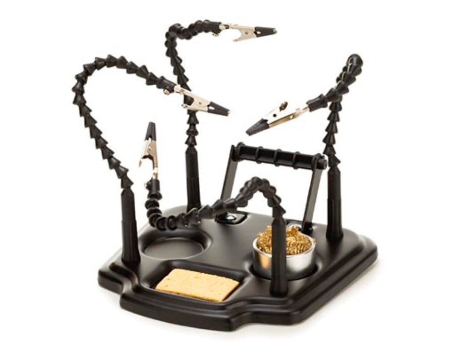 Velleman - Terceira mão com 4 braços, suporte e limpador de ferro de soldar - VTHH7