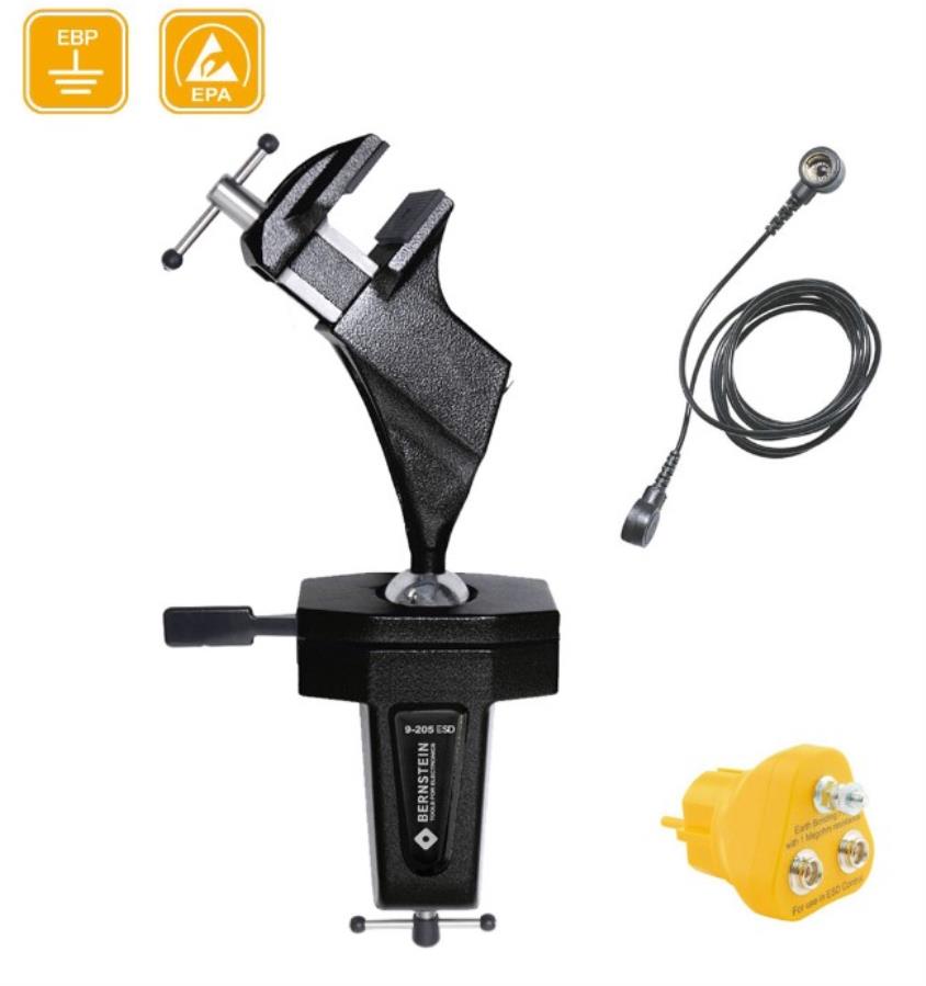 Bernstein 9-205-ESD-SET1 - Etau Pivotant ESD + Connexion Terre + Câble
