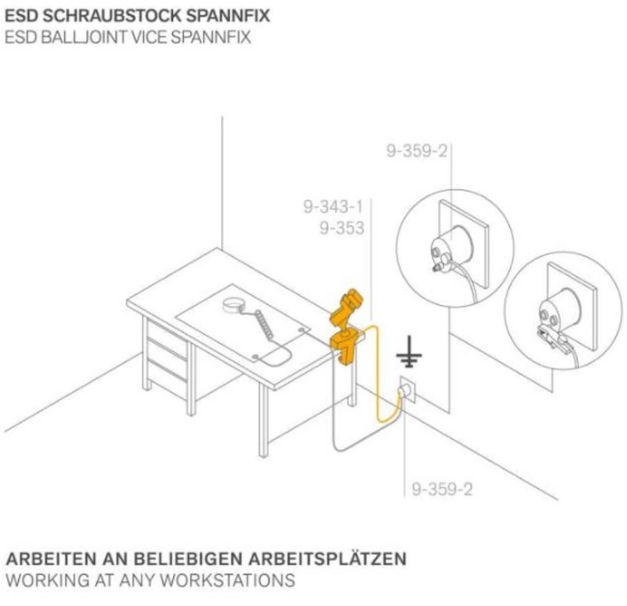 Bernstein 9-205-ESD-SET1 - ESD Pivoting Vise + Ground Connection + Cable