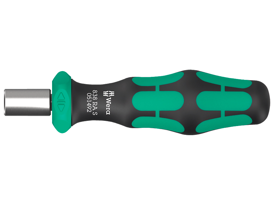 Wera 838 RA S Bitholding screwdriver - Porta-puntas manual con función de carraca, de 1/4”, 1/4” x 102 mm - 05051492001